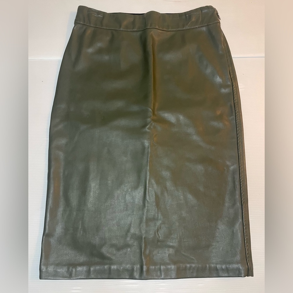 Brochu Walker Olive Green Vegan Leather Pencil Skirt Size S
